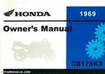 1969 Honda CB175K3 Motorcycle Owners Manual : 323061. Fixed Price $39.01.