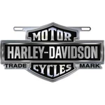 Harley Davidson Chrome License Plate Cast Aluminum Silhouette Logo Black. Fixed Price $32.95.