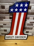 Harley Davidson # 1 Logo Embossed Tin Metal Sign - Bar And Shield Amf. Fixed Price $24.99.