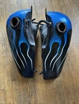 Harley Davidson Shovelhead 5 Gallon Split Gas Tanks Flame Paint Chopper. Fixed Price $220.00.