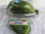 1972 Suzuki TC90 TS90 Show Quality Fuel Tank And Side Cover Set Green. Fixed Price $999.99.