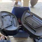 Harley Sportster Custom 1200 Rear Left Right Saddlebags Luggage Hard Set. Fixed Price $79.99.