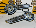 Oem Harley M8 Softail Deluxe Fatboy Heritage Gas Fuel Tank Emblems Chrome Set. Fixed Price $99.95.