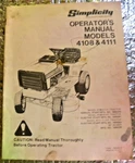 Factory 1977 Operators Owners Manual Simplicity Model 4108 &4111 Lawn Tractor. Fixed Price $18.00.