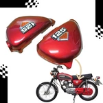 Honda CB100 CB125S Side Covers Red With Emblem Left & Right Set. Fixed Price $62.50.