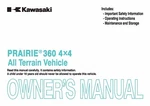 Kawasaki Owners Manual Book 2013 Prairie 360 4X4. Fixed Price $19.50.