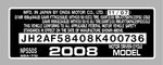 Honda NPS50S Headtube Tag / Repro Decal. Fixed Price $42.50.