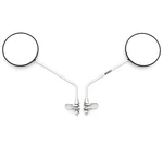 Universal Round Black & Chrome Mirror Set - Clamp On 8MM 7/8" Handlebars. Fixed Price $36.95.