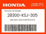 Honda Genuine Arm Assy., Kick Starter (coo) 28300-KSJ-305. Fixed Price $64.27.