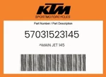 Ktm Genuine Main Jet - 57031523145. Fixed Price $9.44.