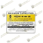 (create Your Own) Capacity Plate Boat Decal Marine Maximum Occupancy Sticker. Fixed Price $34.99.
