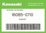Kawasaki Genuine GEAR,20T 16085-0710. Fixed Price $117.07.
