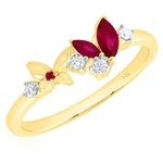 0.30CTW Natural Ruby & Diamond 14K Yellow Gold Butterfly Ring. Fixed Price $1125.00.