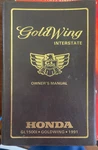 1991 Honda GL1500 Goldwing Interstate Owner's Manual. Fixed Price $29.95.