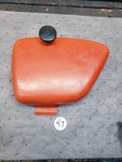 Honda CA110, Battery Side Cover, Scarlet Red #83600-011-000C. Fixed Price $60.00.