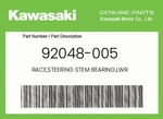 Kawasaki Genuine Race,steering Stem Bearing,lwr 92048-005. Fixed Price $11.78.