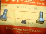 Suzuki Nos Oem Engine Bolts Qty 2 Tc 100 1973 1974 1975 1976 1977 # 01111-05108. Fixed Price $7.58.