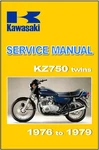 Kawasaki Workshop Manual KZ750 Twin 1976 1977 1978 & 1979 Service Repair. Fixed Price $44.95.