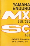 1972 Yamaha Enduro Mx 250 / 360 Sc 500 Motorcycle Owners Manual 363-28199-10. Fixed Price $68.98.