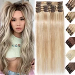 Indian Clip 100% Human Hair Extensions Full Head 8PCS Remy Balayage Blonde. Fixed Price $22.26.
