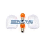 Honda Rear Clear Turn Signal Lenses W/ Amber Bulbs 12 Volt. Fixed Price $16.55.