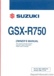 2008 Suzuki GSX-R750K8 Owners Manual : 99011-38H50-03A. Fixed Price $31.74.