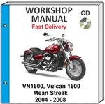 Kawasaki Vulcan 1600 Mean Streak 2004 2005 2006 2007 Service Repair Shop Manual. Fixed Price $21.99.