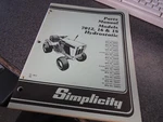 Simplicity Parts Manual Models 7012 16 & 18 Hydrostatic Hp TP-493-3. Fixed Price $21.98.