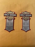 Harley Davidson Patented Metal Decal Sticker Set (2) Oem Nos Oil Tank Flat.. Fixed Price $21.99.