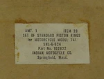 Nos Indian Model 741 Piston Ring Set Standard 102822 (b). Fixed Price $19.99.