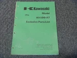 1976 Kawasaki KV100-A7 Trail Boss Motorcycle Parts Catalog Manual 99997-619-52. Fixed Price $116.49.