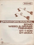 Echo Weed/grass Trimmer Operator Manual GT-140B,GT-200A,P/N 898 561-0963 0(558). Fixed Price $24.19.