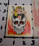 Lady Luck , Flaming Skull Vintage Impko 4" Wax Sleeve Nos Waterslide Decal. Fixed Price $34.99.