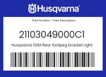 Husqvarna Genuine Rear Footpeg Bracket Right - 21103049000C1. Fixed Price $159.22.