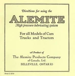 Directions For Alemite High Pressure Lubrication System Reproduction Antique. Fixed Price $7.00.