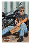 Harley-davidson Panhandler Biker Embossed Tin Sign, Rectangle 13 X 17 Inches. Fixed Price $21.95.