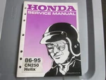 Honda Factory Service Manual 1986-1995 CN250 Helix 61KS404. Fixed Price $104.26.