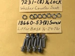 HARLEY18660-53 (8) Screws Lifter Base 7231 1/4 Counter Sunk Lock Washer. Fixed Price $26.00.