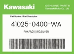 Kawasaki Genuine RIM,FR,21X1.60,SILVER 41025-0400-WA. Fixed Price $374.29.