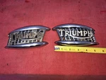 Triumph T100 1965 Factory Racer Tank Badges Scramber Desert Sled Jack Pine. Fixed Price $175.00.