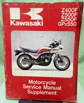 Genuine Kawasaki 99924-1040-02 Z400F, Z500F, Z550F, GPZ550 Service Man. Sup. '83. Fixed Price $18.94.