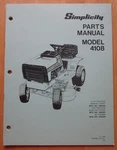 Simplicity Model 4108 Parts Manual 8HP Tractor 36" Mower TP-388. Fixed Price $9.99.