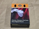 Classic Harley Davidson Chrome Flat Lens Turn Signal Visors. Fixed Price $13.99.