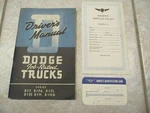 Dodge "job Rated" Trucks Owners Manual -1950'S / Id Card Warranty Nos. Fixed Price $50.00.