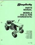 Simplicity Lawn Tractor Models 7012 & 7016 Hydrostatic Parts Manual. Fixed Price $20.00.