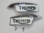 82-9700 Triumph Gas Fuel Petrol Tank Badges Emblems 650 500 250 T120 TR6 1969 On. Fixed Price $70.00.
