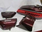 1974 Kawasaki H1500 Show Quality Fuel Tank And Side Cover Set Red. Fixed Price $1799.99.
