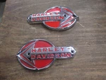 Harley Davidson 1959-1960 Panhead Gas Tank Emblems 61773-59 61775-59T. Fixed Price $200.00.