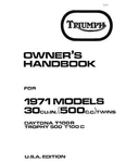 Triumph Owners Manual Book 1971 Daytona T100R & Trophy T100C. Fixed Price $19.50.