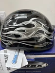 Brand New With Tags Gmax Half Dressed Cool Helmet Black Silver Flames Large. Fixed Price $25.00.